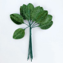 12 Green Velvet Leaves ~ 1-1/2" Long